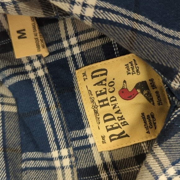 Red Head Plaid Button Down Shirt M western rustic casual long sleeve fall - Picture 4 of 5